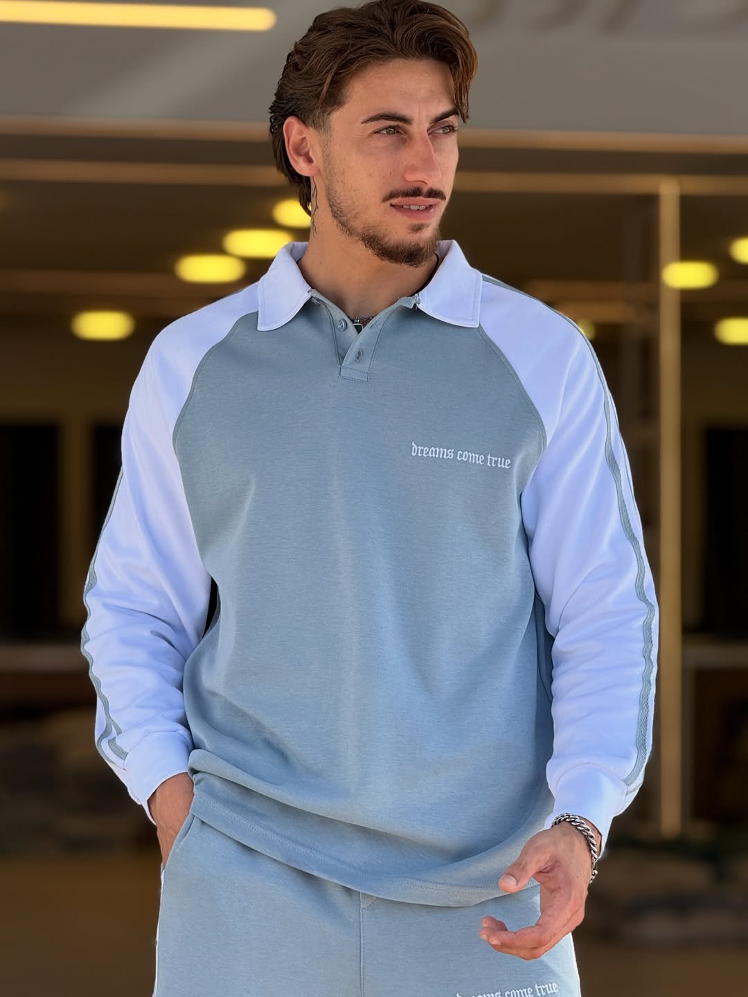 Men's Premium Winter Fleece Tracksuit Sky Blue