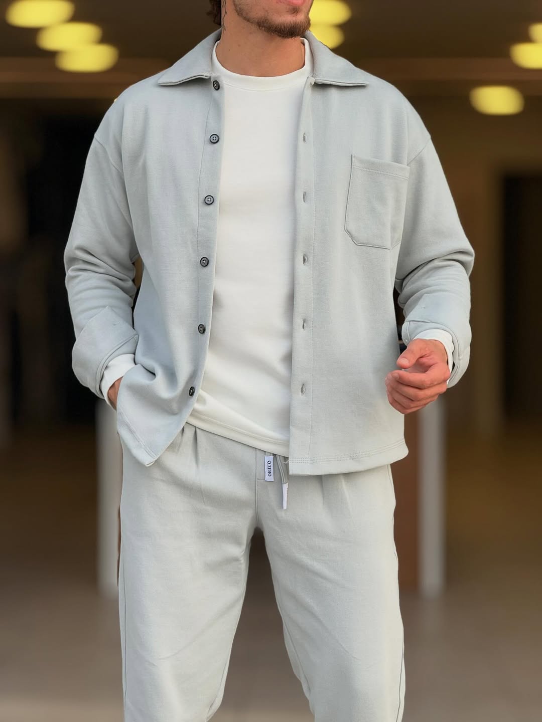 Men's Premium Winter Fleece Tracksuit Light Grey