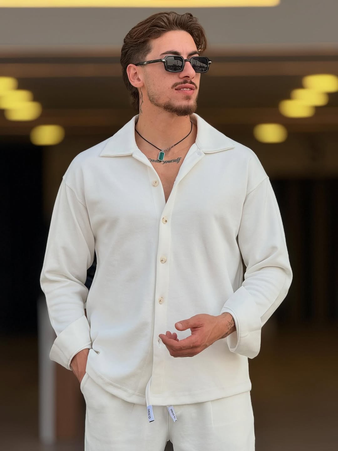 Men’s Premium Winter Fleece Tracksuit Off White